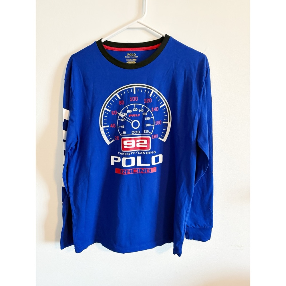 Polo Ralph Lauren RARE Blue 92 Racing Long Sleeve Tee Mens